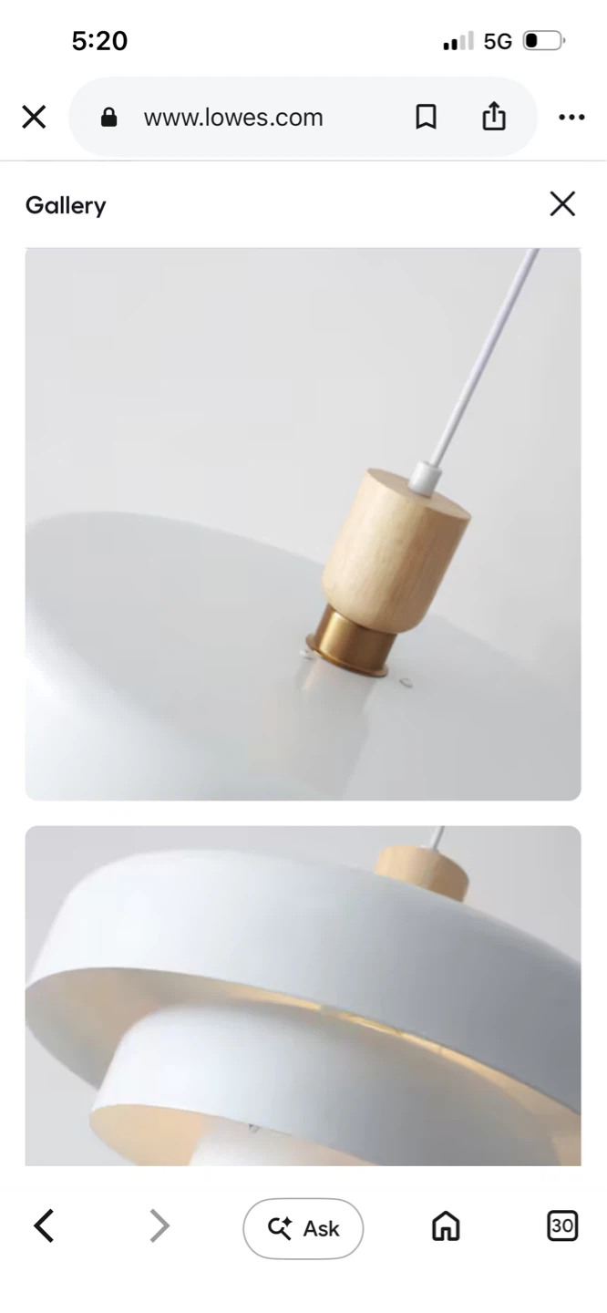 New White Pendant Light Fixture with Wood Accent - photo 4