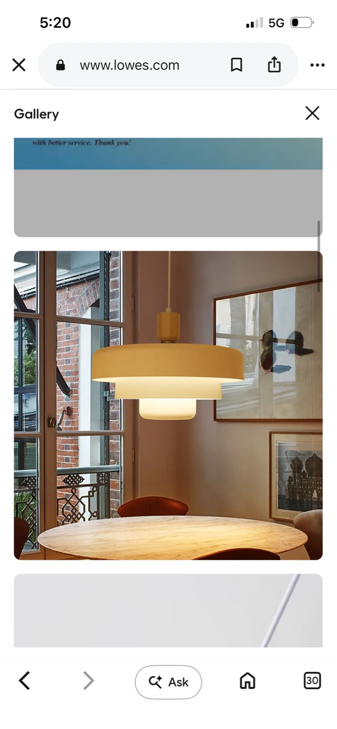 New White Pendant Light Fixture with Wood Accent - photo 3