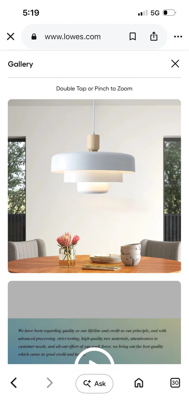 New White Pendant Light Fixture with Wood Accent - photo 2