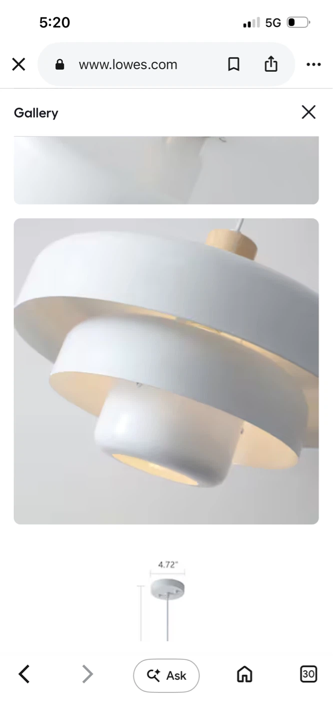 New White Pendant Light Fixture with Wood Accent - photo 5
