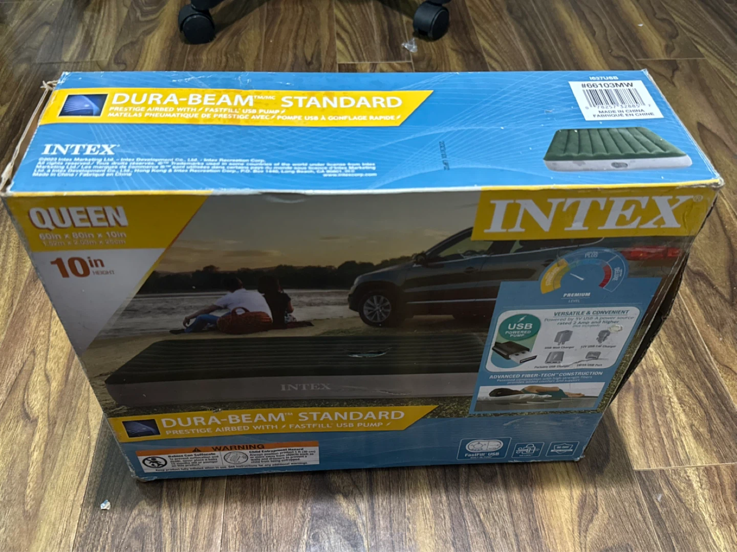 Intex Dura-Beam Queen Air Mattress with Fastfill USB Pump - photo 3