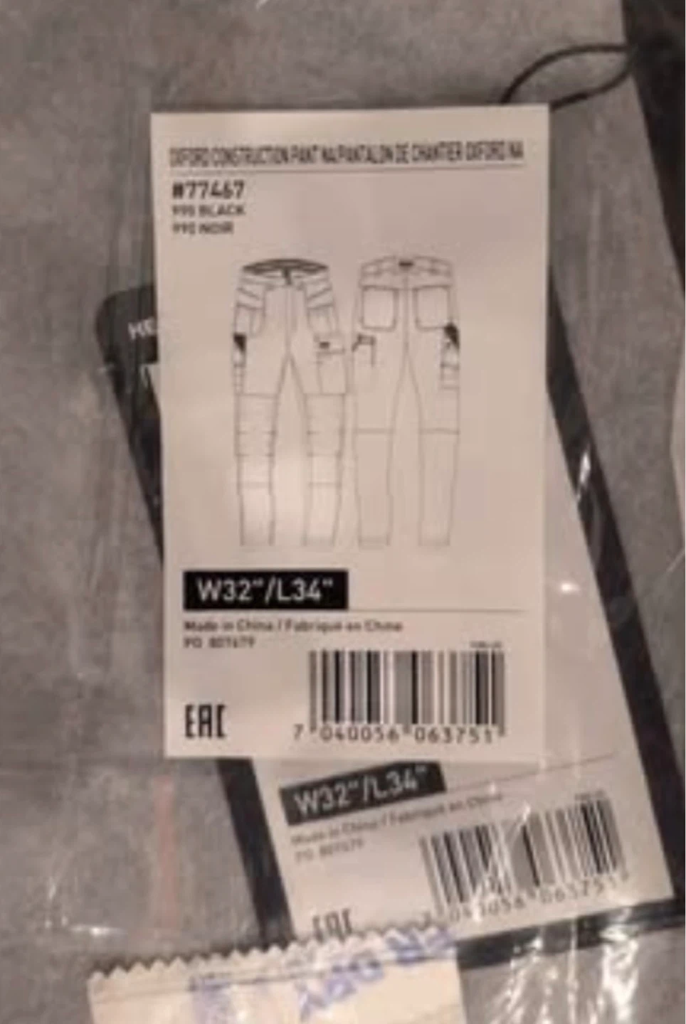 Construction Pants W32/L34 Black