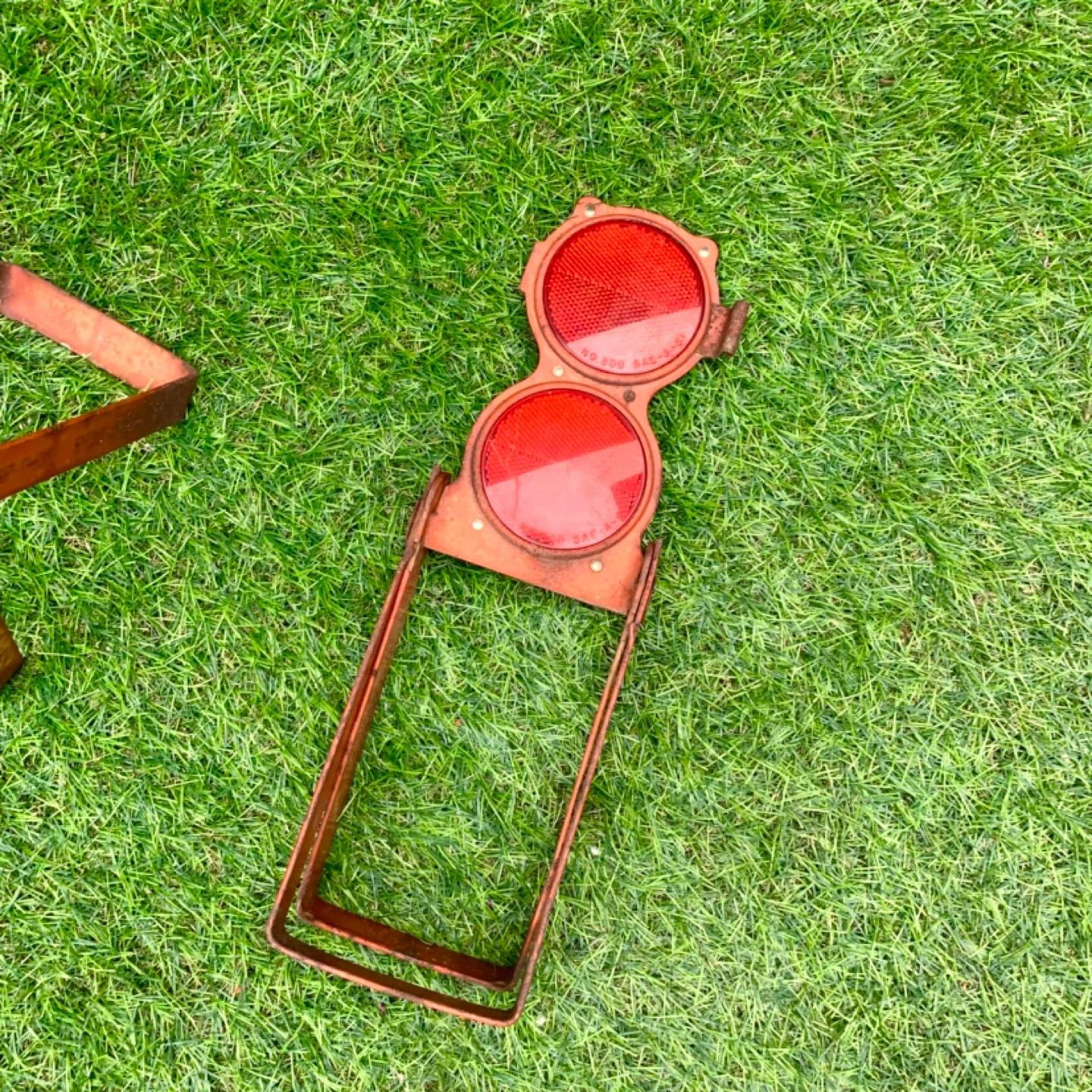 Vintage Reflectors Safety Reflectors Metal Stands Tools Pair 2 - photo 4