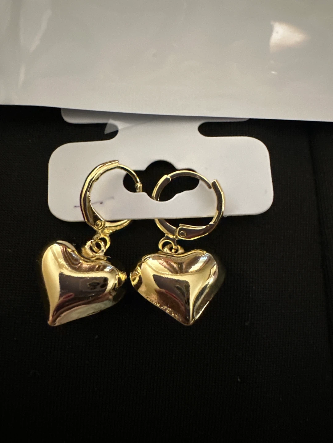 Gold Heart Dangle Earrings