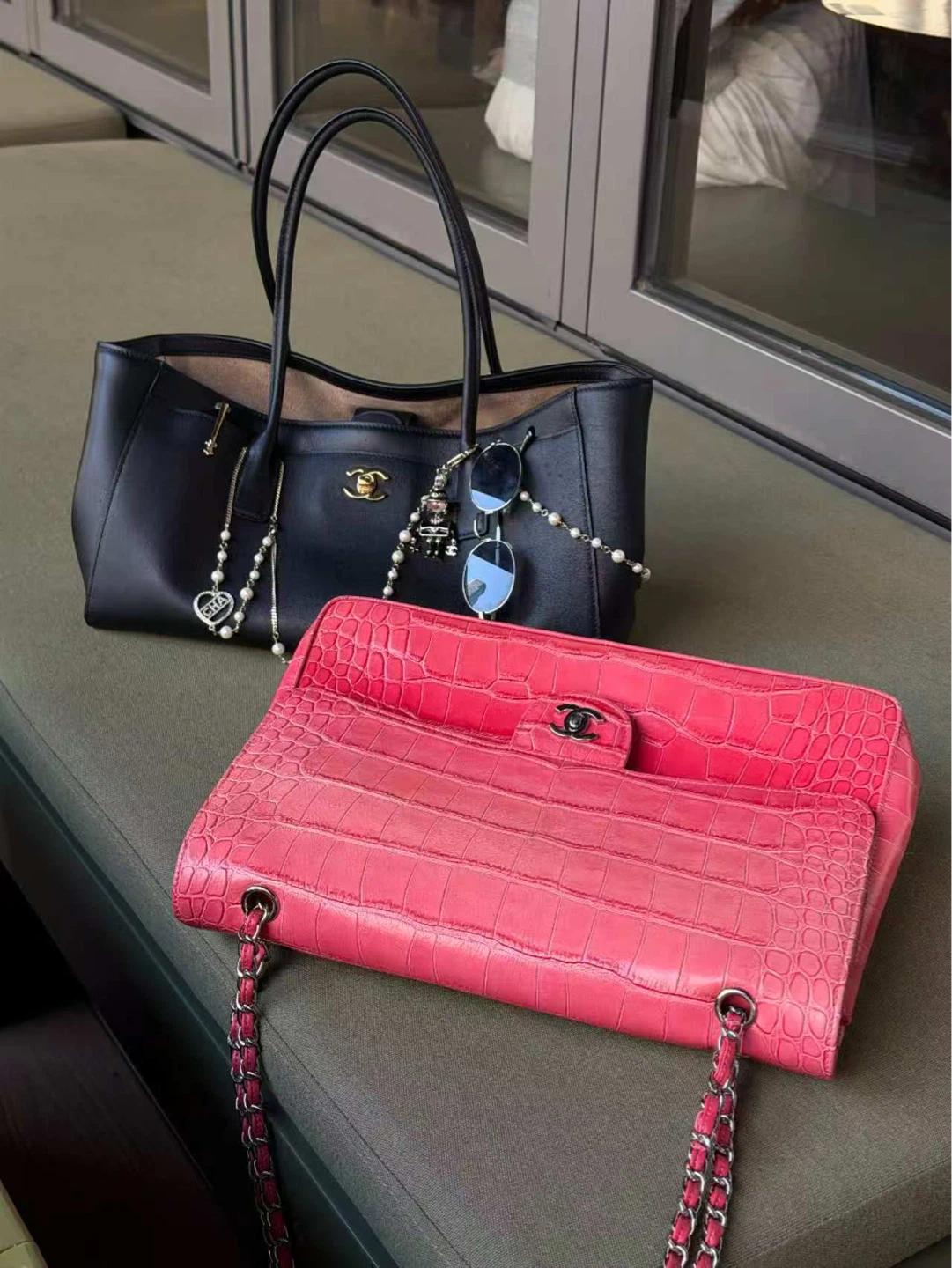 Designer Handbags - Pink, White, Blue & Black