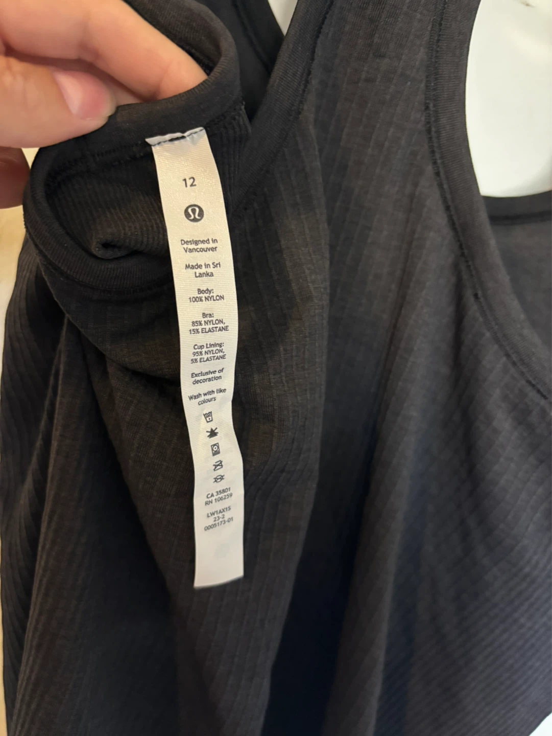 Lululemon Black Ribbed Tank Top Size 12 - photo 4