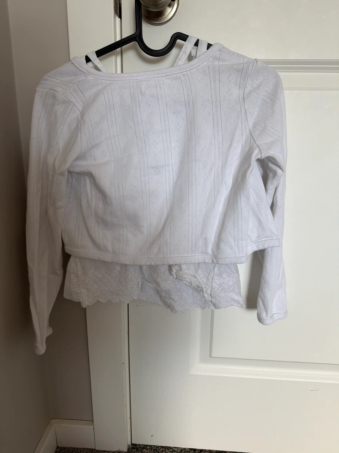 White Eyelet Cardigan & Tank Top Set - photo 2