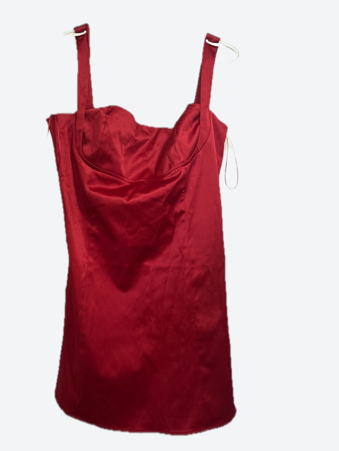 Red Satin Smocked Corset Dress