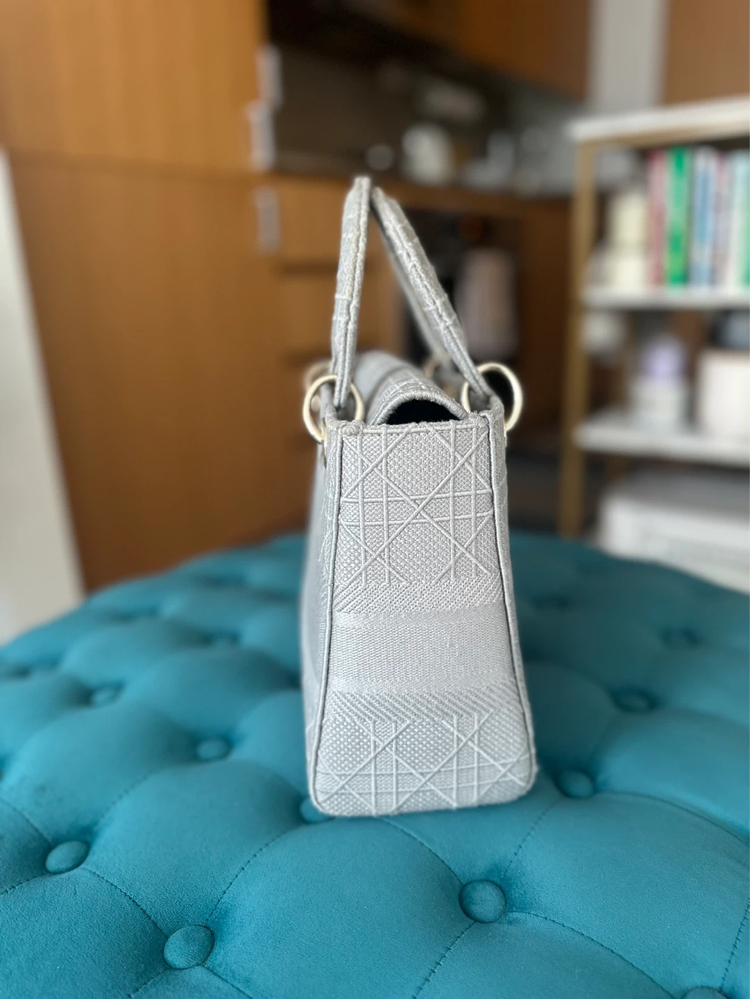 Grey Canvas Cannage Lady Handbag - photo 3