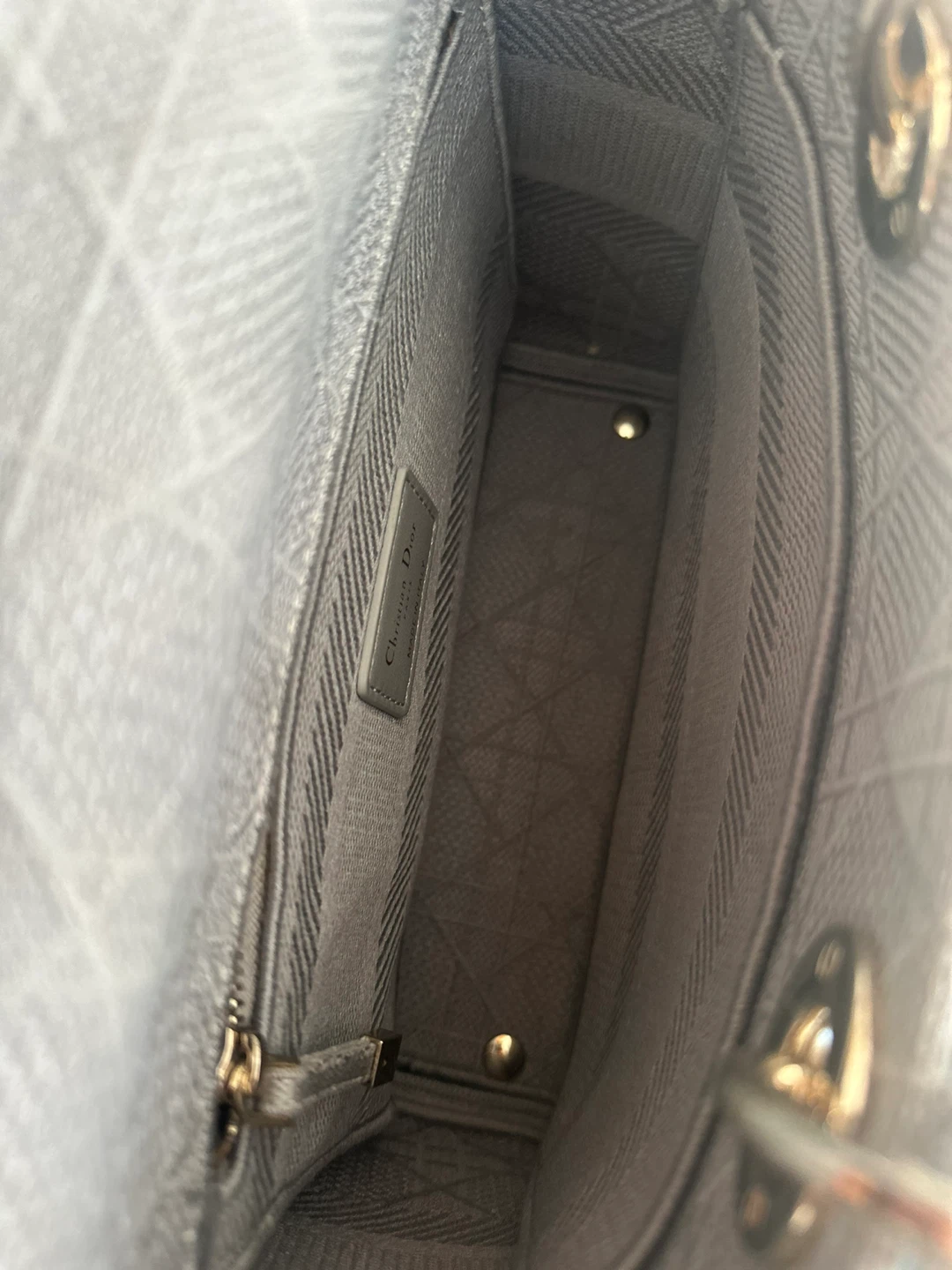 Grey Canvas Cannage Lady Handbag - photo 4