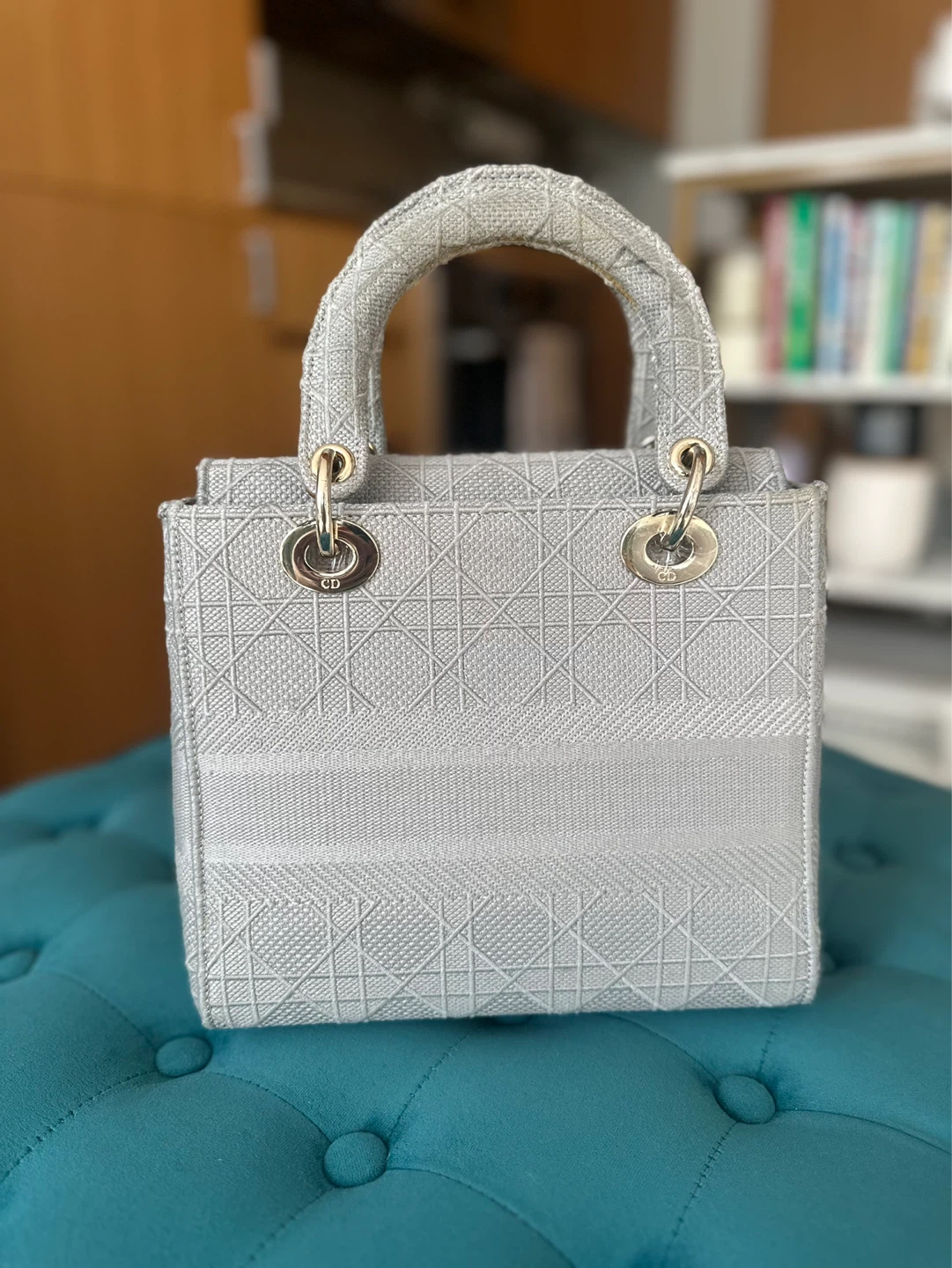 Grey Canvas Cannage Lady Handbag - photo 2
