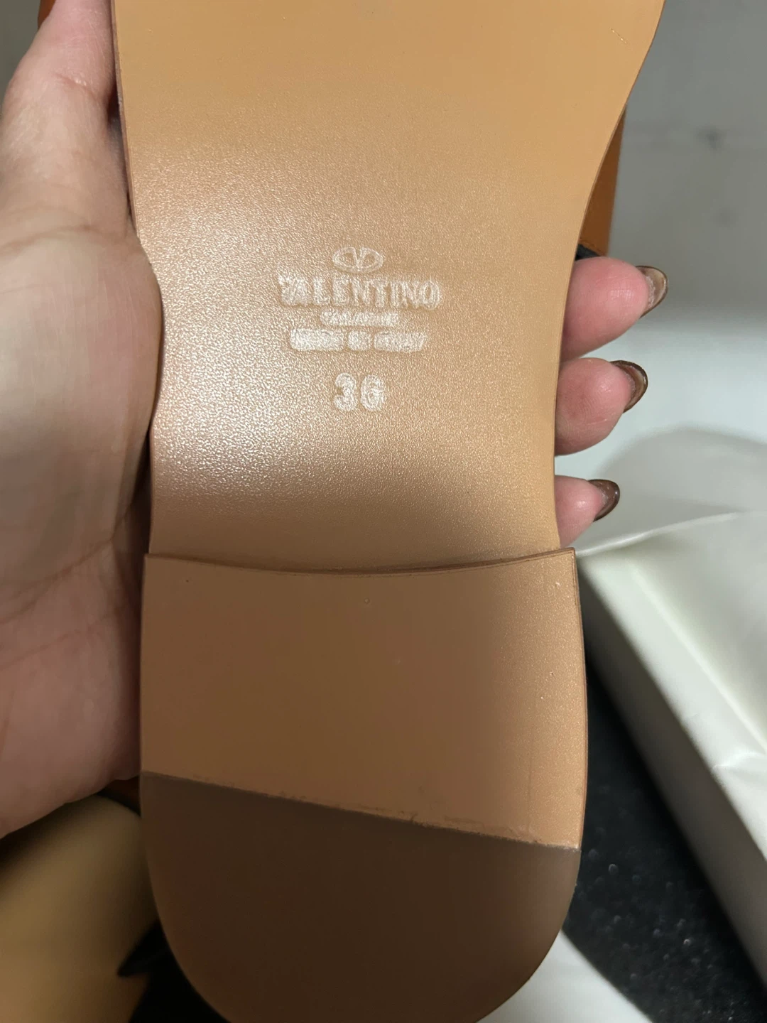 Valentino Garavani Brown Leather Slide Sandals - photo 2