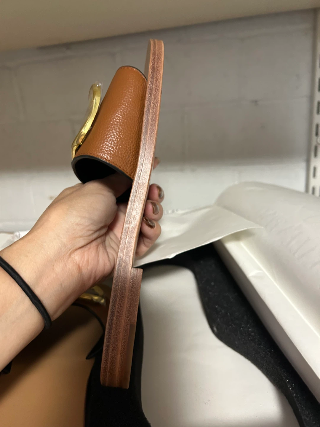 Valentino Garavani Brown Leather Slide Sandals - photo 4