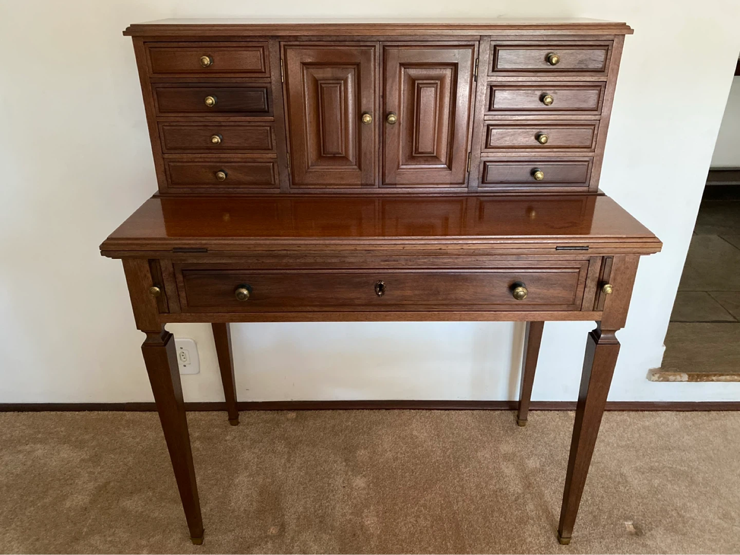Wooden Secretary Desk with Drawers