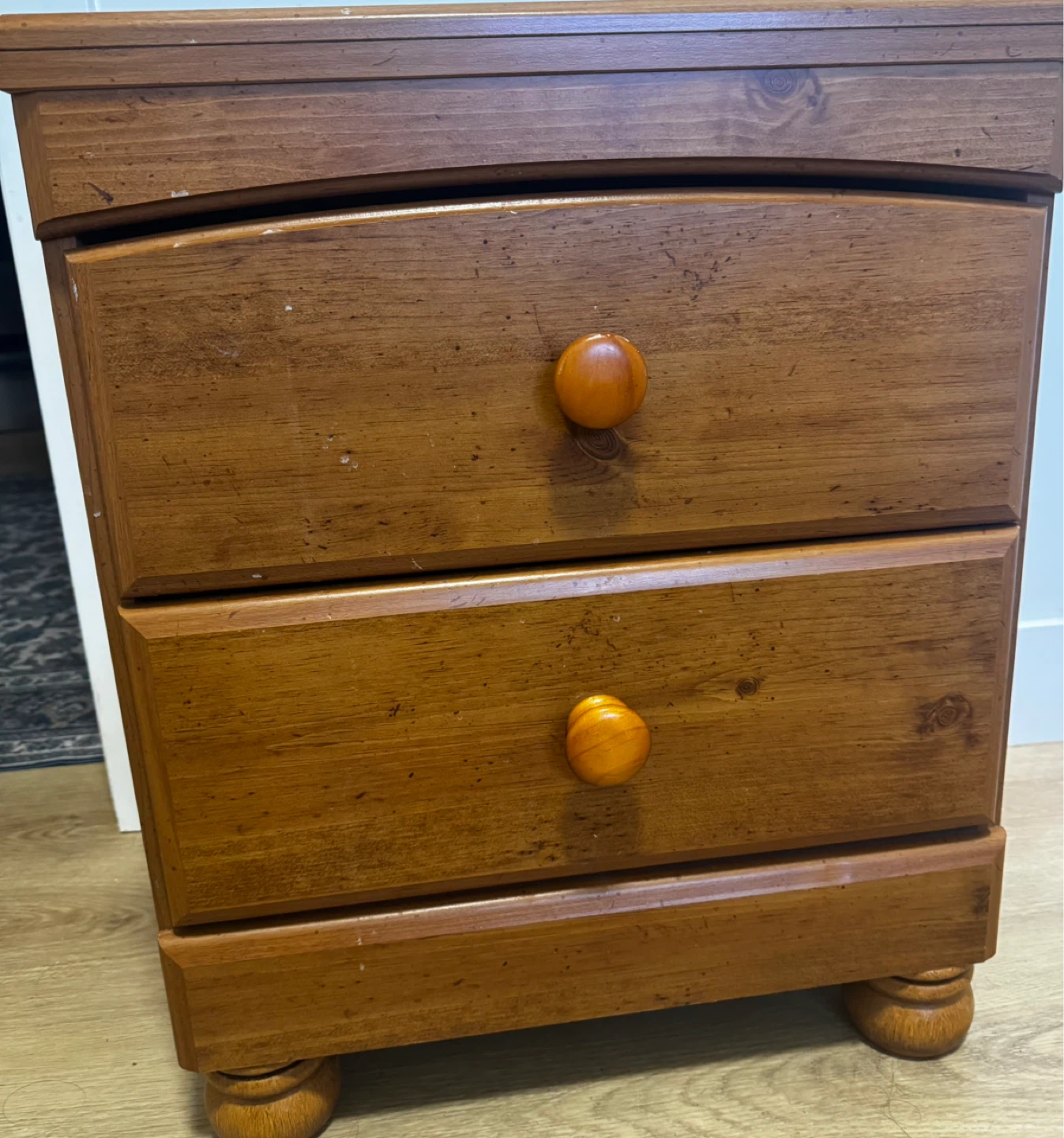 Wooden Nightstand with 2 Drawers