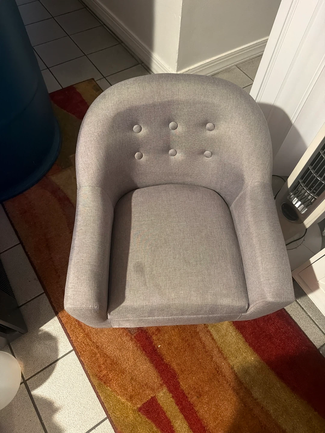 Gray Tufted Accent Chair with Wooden Legs - photo 2