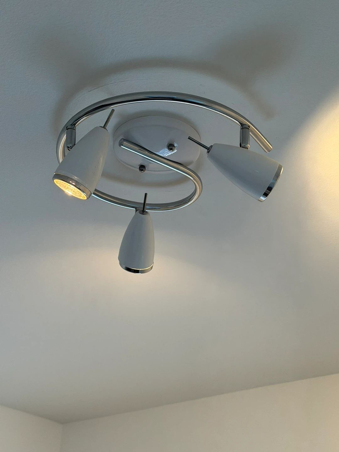 Two  White 3-Light Swirl Track Lighting Fixture