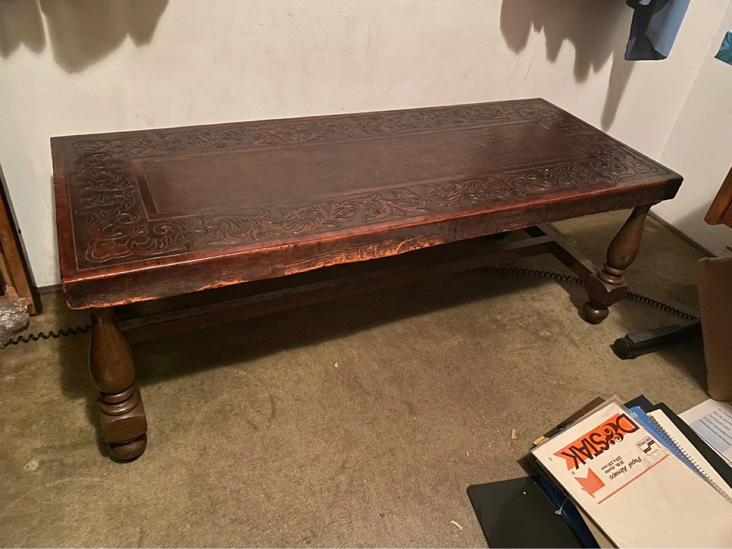 Vintage Leather Top Coffee Table