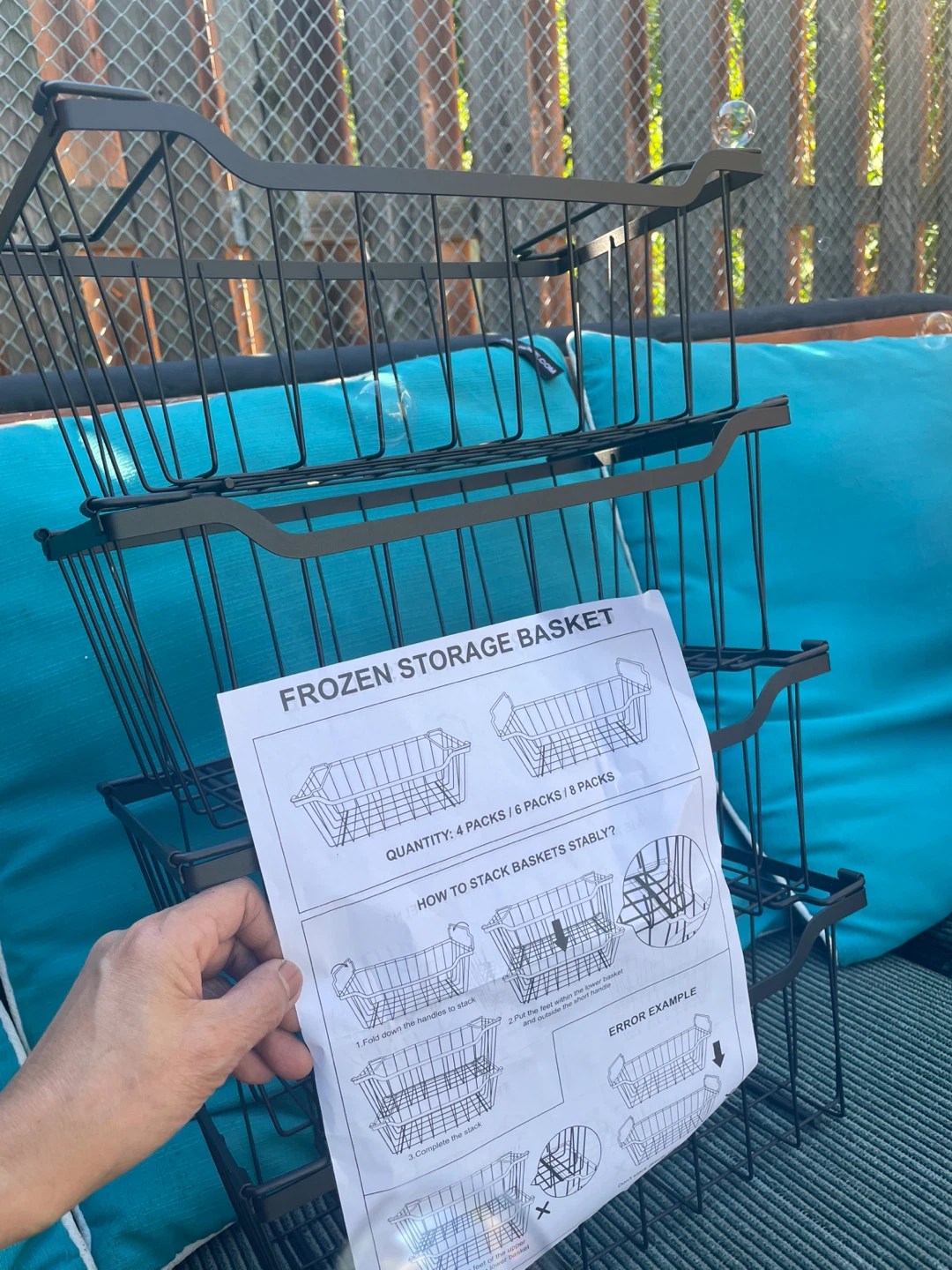 BRAND NEW Black Wire Stacking Storage Baskets