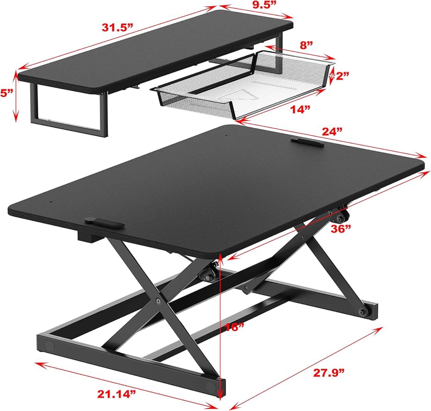 Adjustable Standing Desk Converter - photo 2