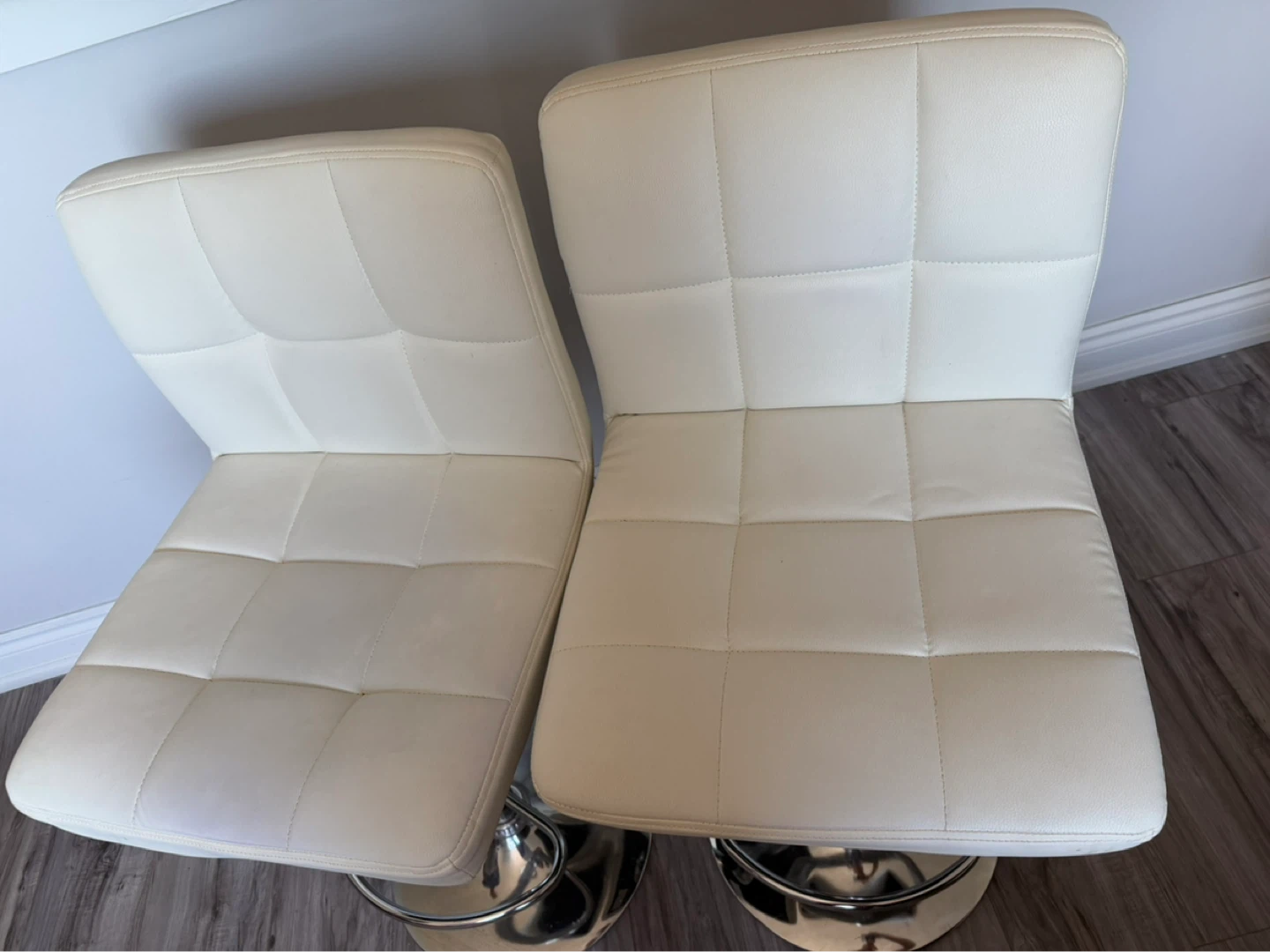 White Faux Leather Bar Stools - Set of 2 - photo 3
