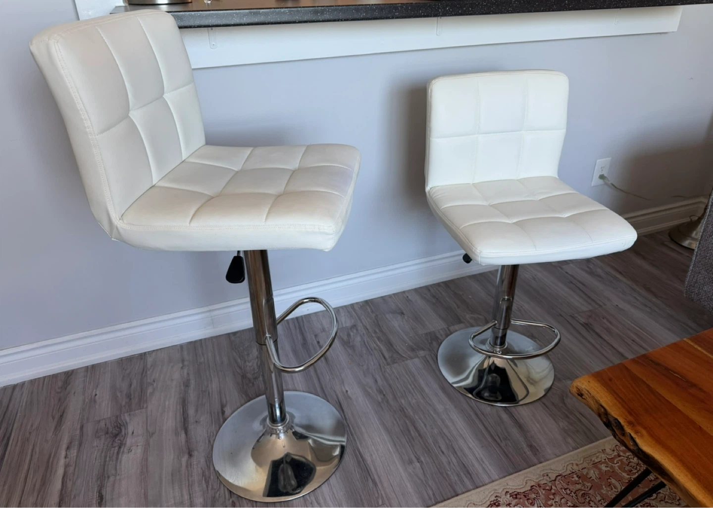 White Faux Leather Bar Stools - Set of 2 - photo 5