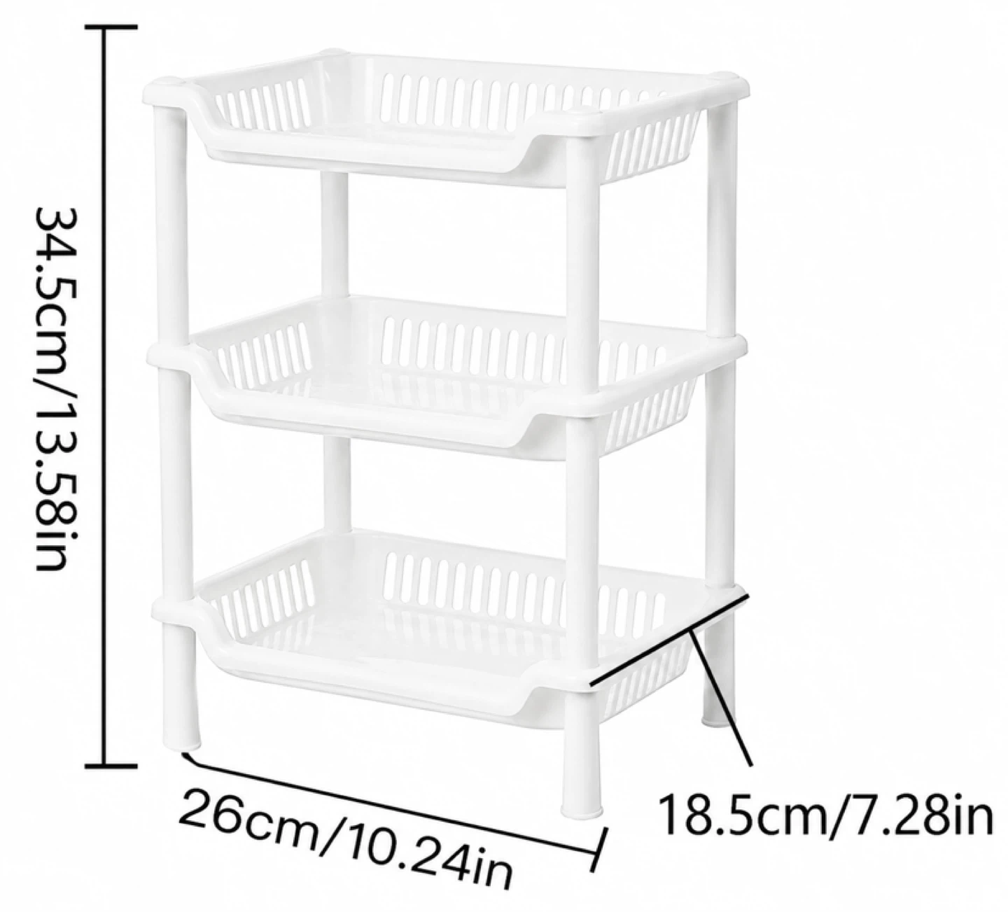 3-Tier White Storage Shelf Organizer