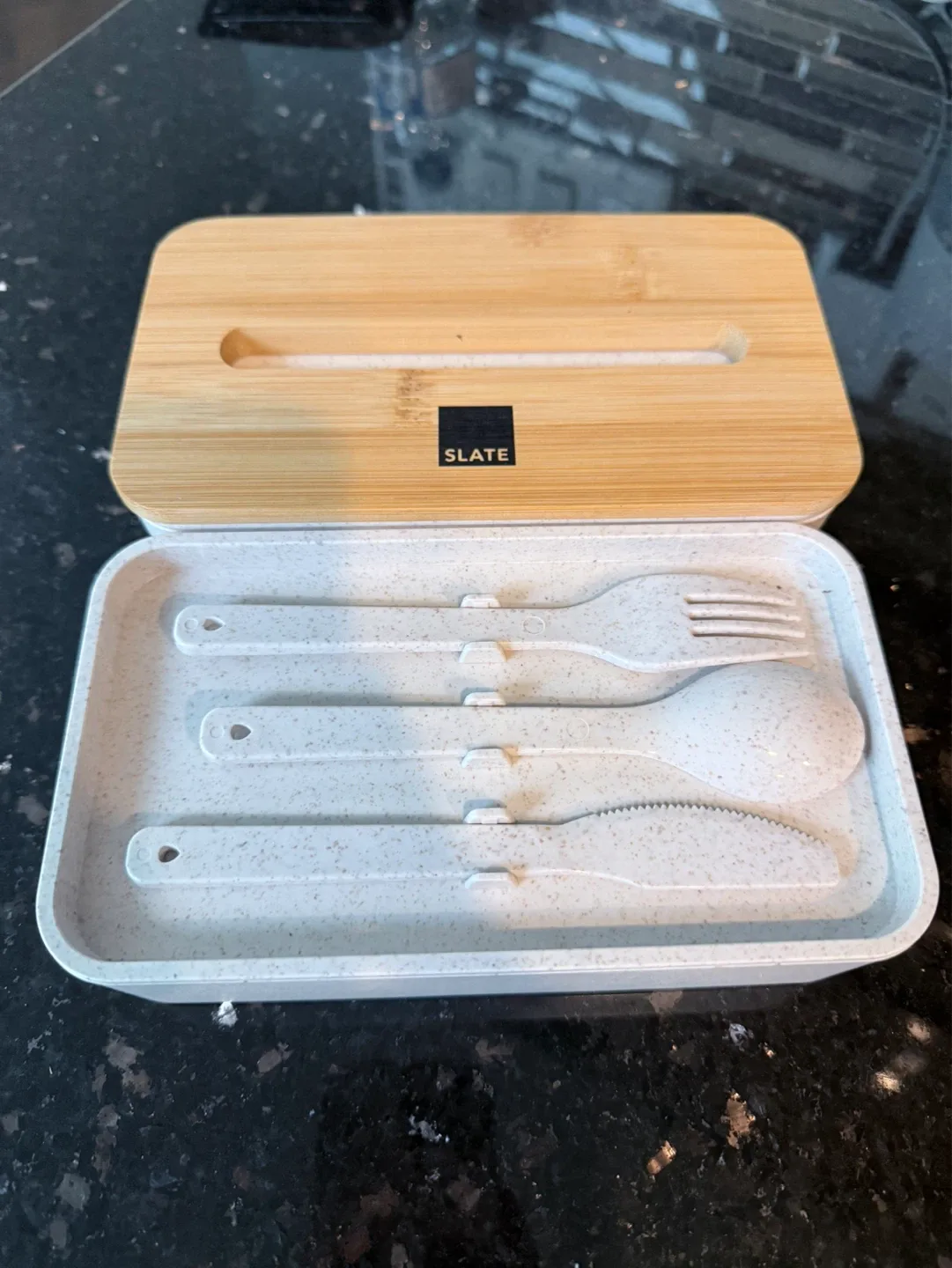 SLATE Travel Cutlery Set with Bamboo Lid