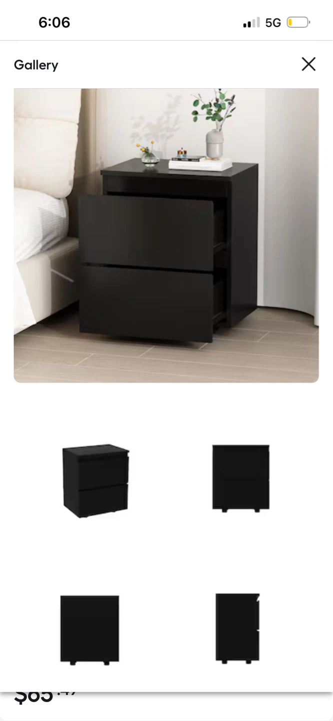 New Black 2-Drawer Nightstand - photo 2