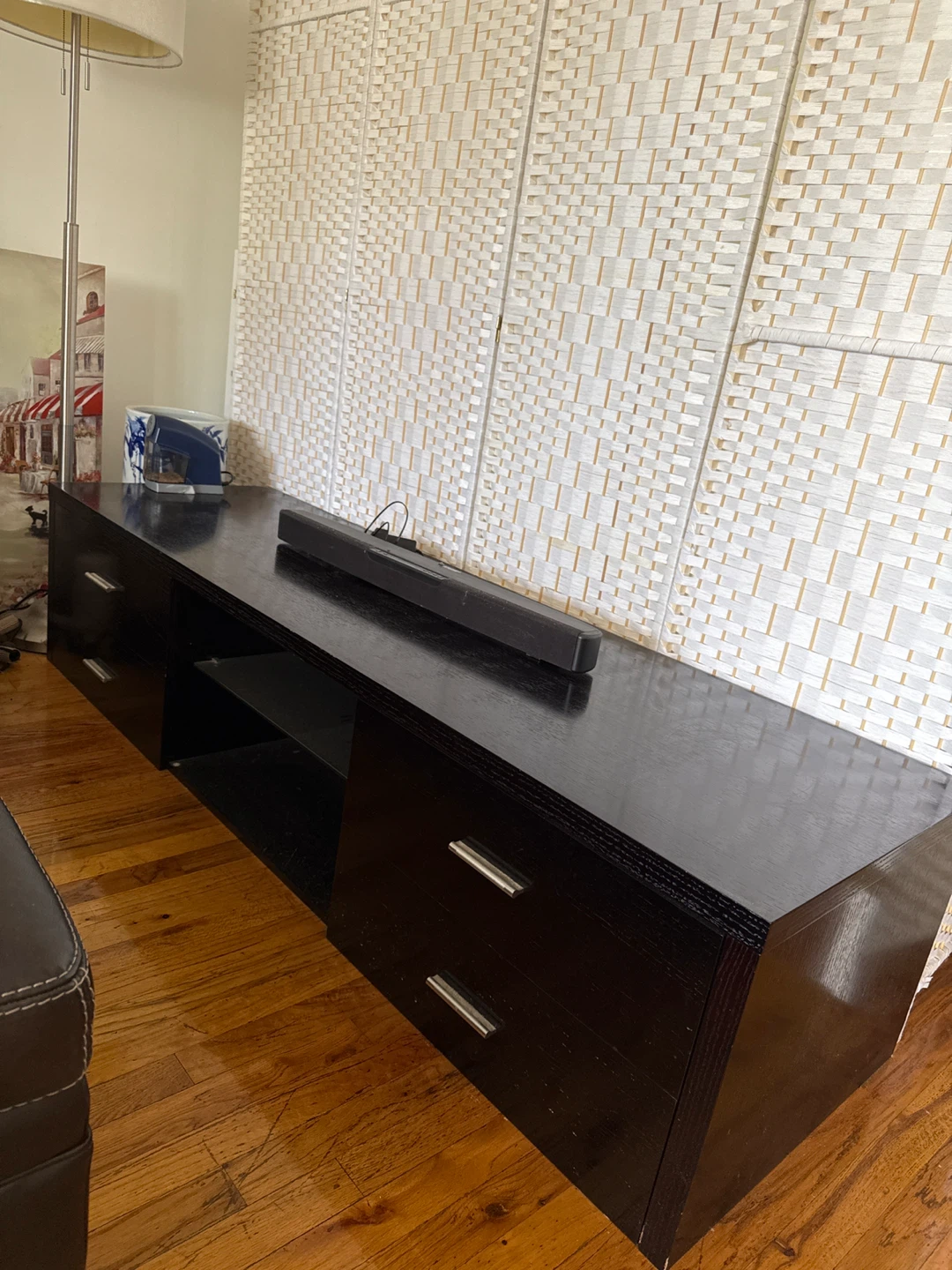 Black TV Stand with Drawers and Shelf - photo 2