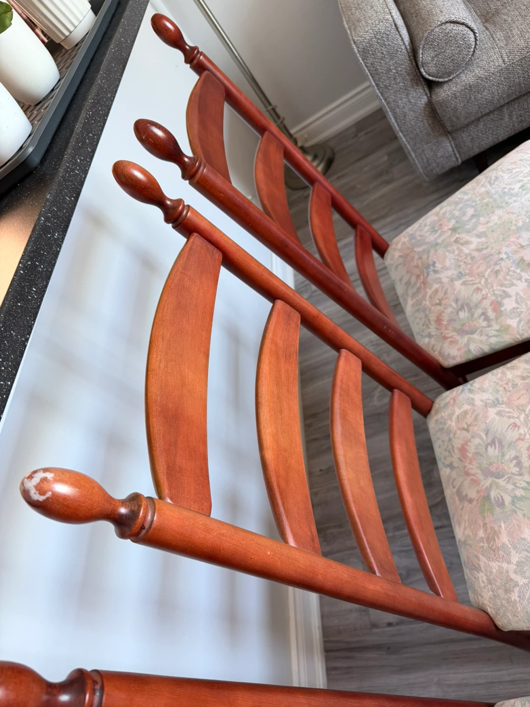 Set of 4 Vintage Wooden Ladder Back Dining Chairs - photo 4