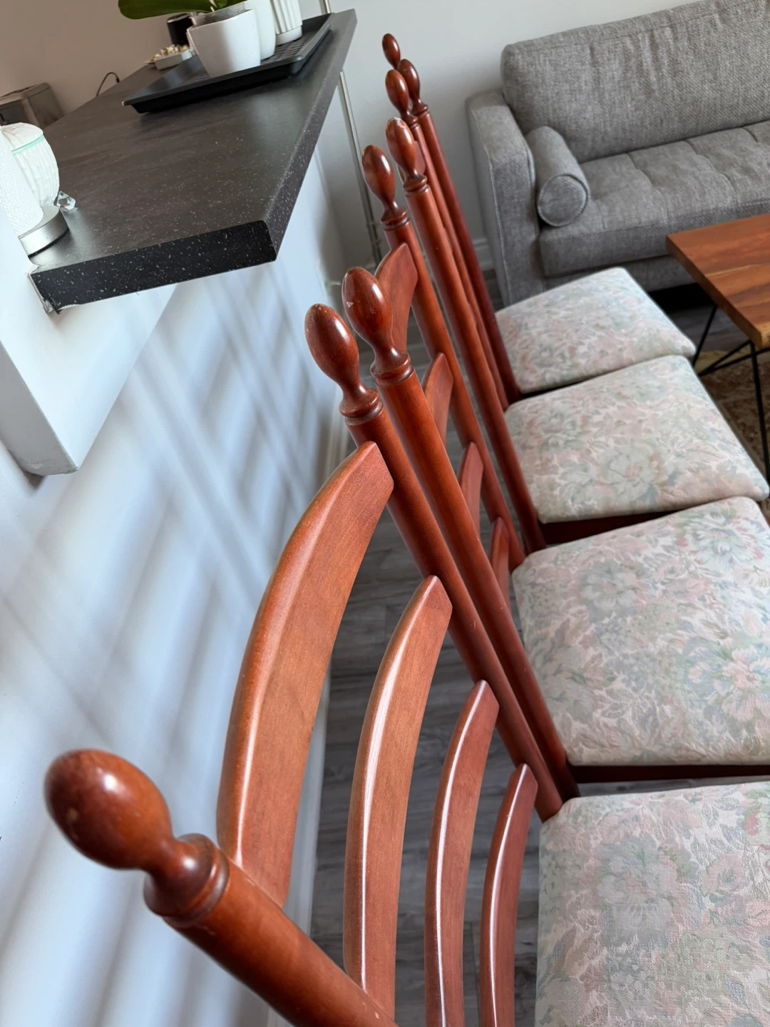 Set of 4 Vintage Wooden Ladder Back Dining Chairs - photo 3