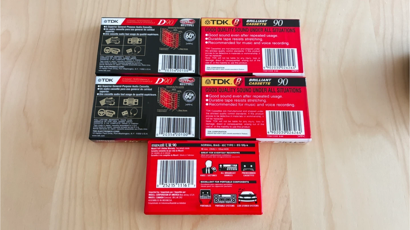 TDK & Maxell Cassette Tapes - D90, B90, UR90 - photo 2