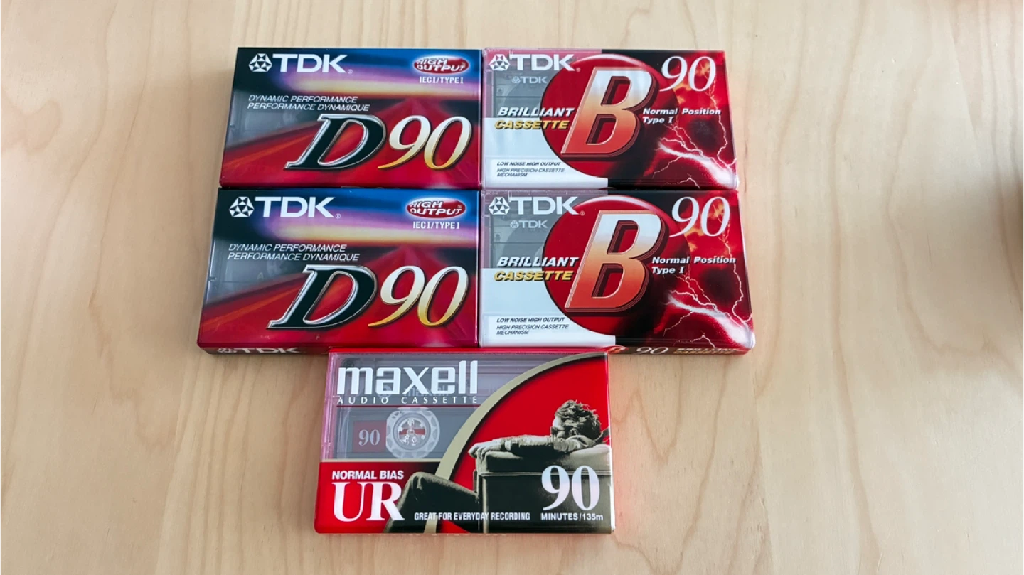 TDK & Maxell Cassette Tapes - D90, B90, UR90