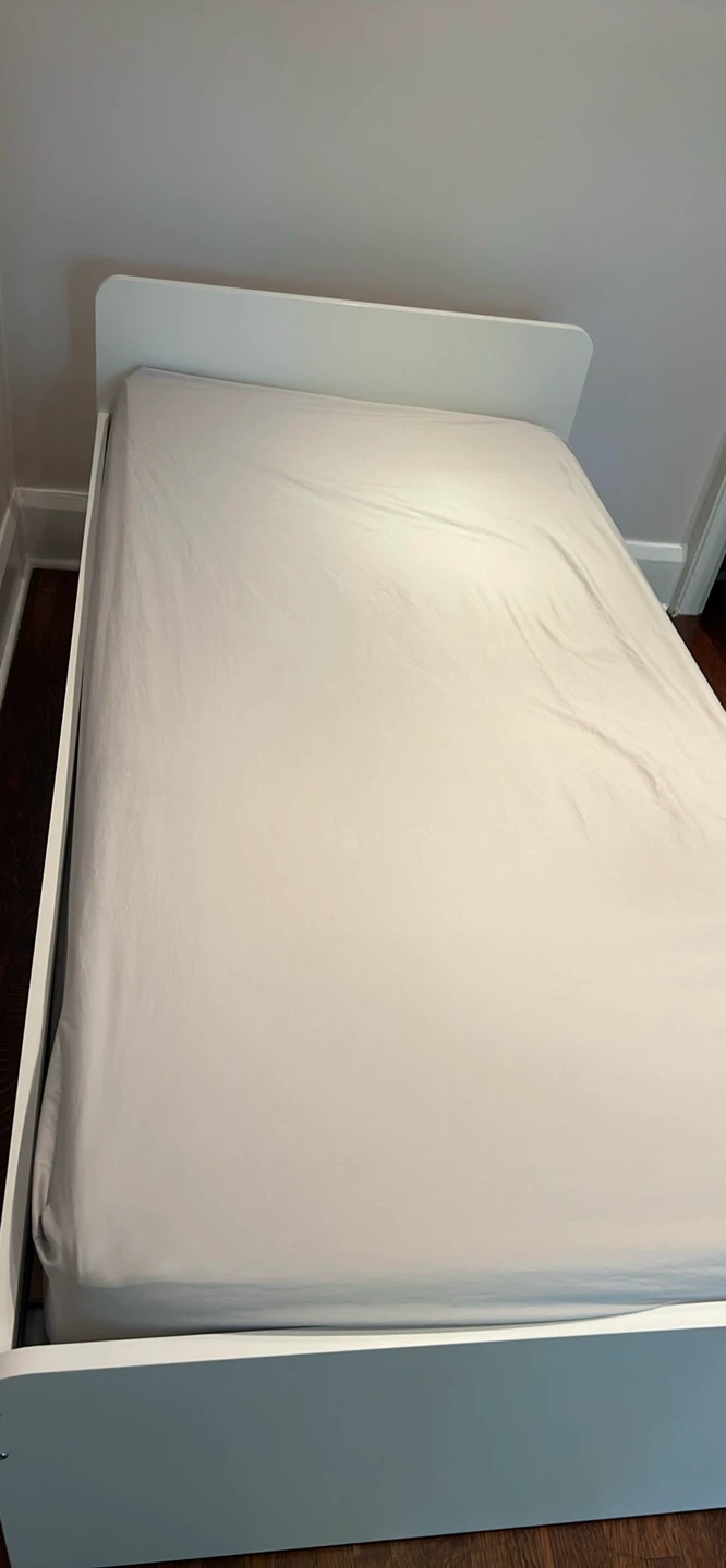 IKEA White Twin Bed Frame with mattress