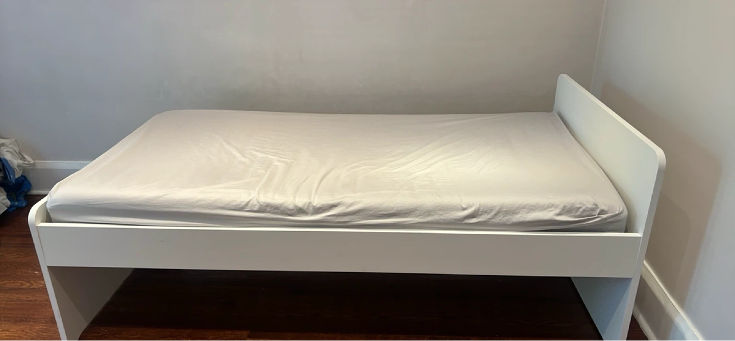 IKEA White Twin Bed Frame with mattress - photo 2