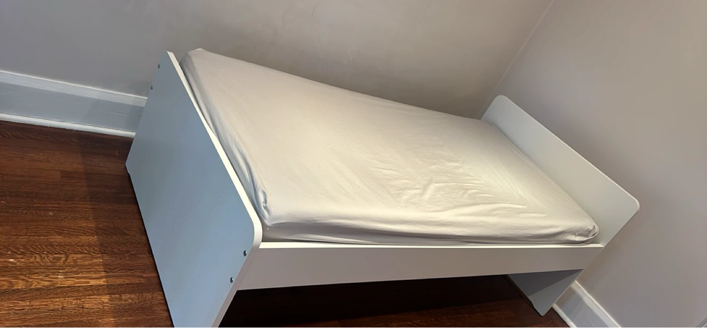 IKEA White Twin Bed Frame with mattress - photo 3