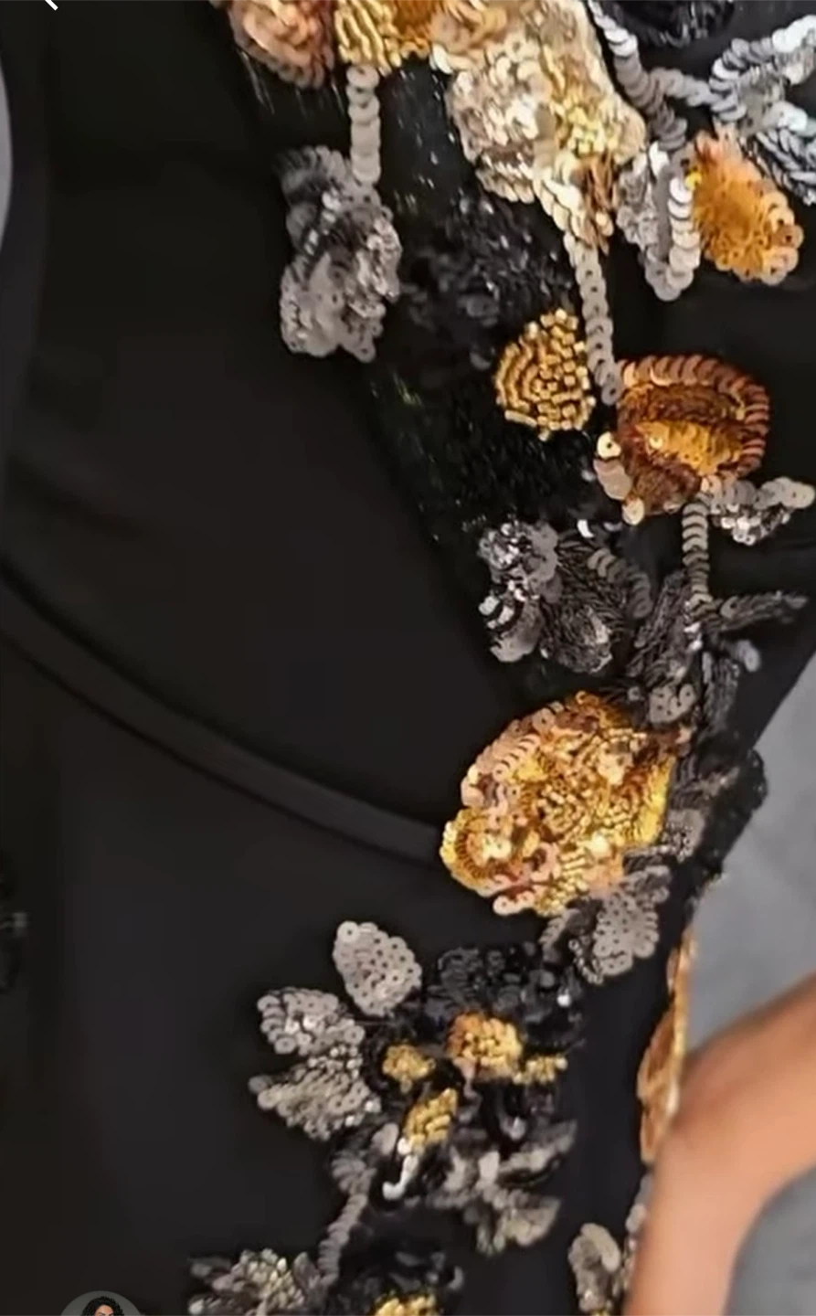 Black sequined evening gown