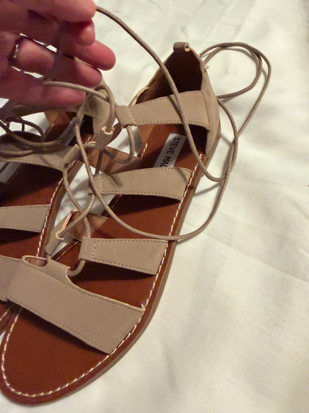 Steve Madden Tan Lace-Up Gladiator Sandals