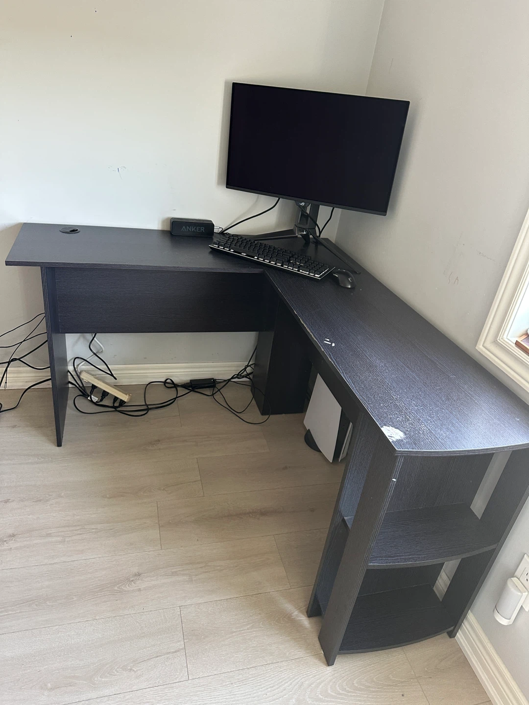 Black L-Shaped Corner Desk - photo 3