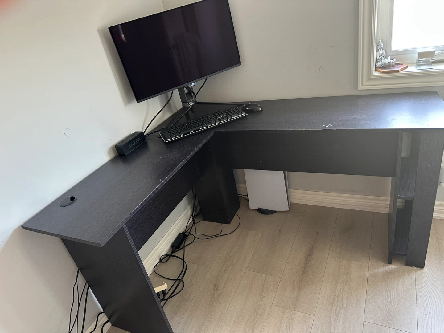 Black L-Shaped Corner Desk - photo 2