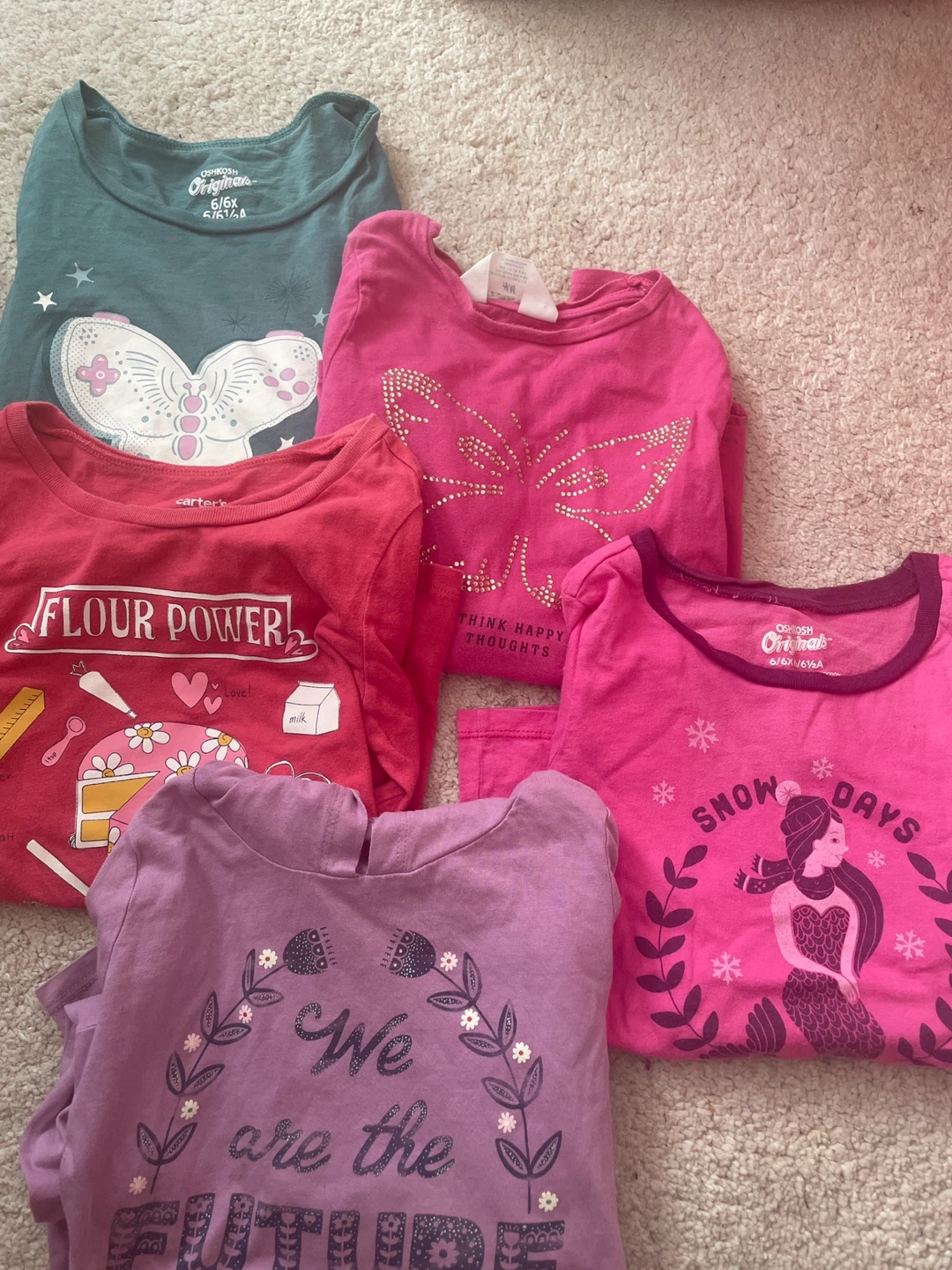 Bundle of 5 Girls' T-shirts - OshKosh & Carter's - Size 6/6X