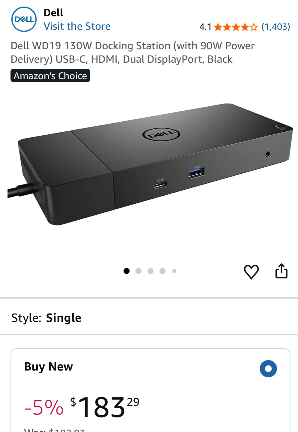 Dell WD19 130W Docking Station