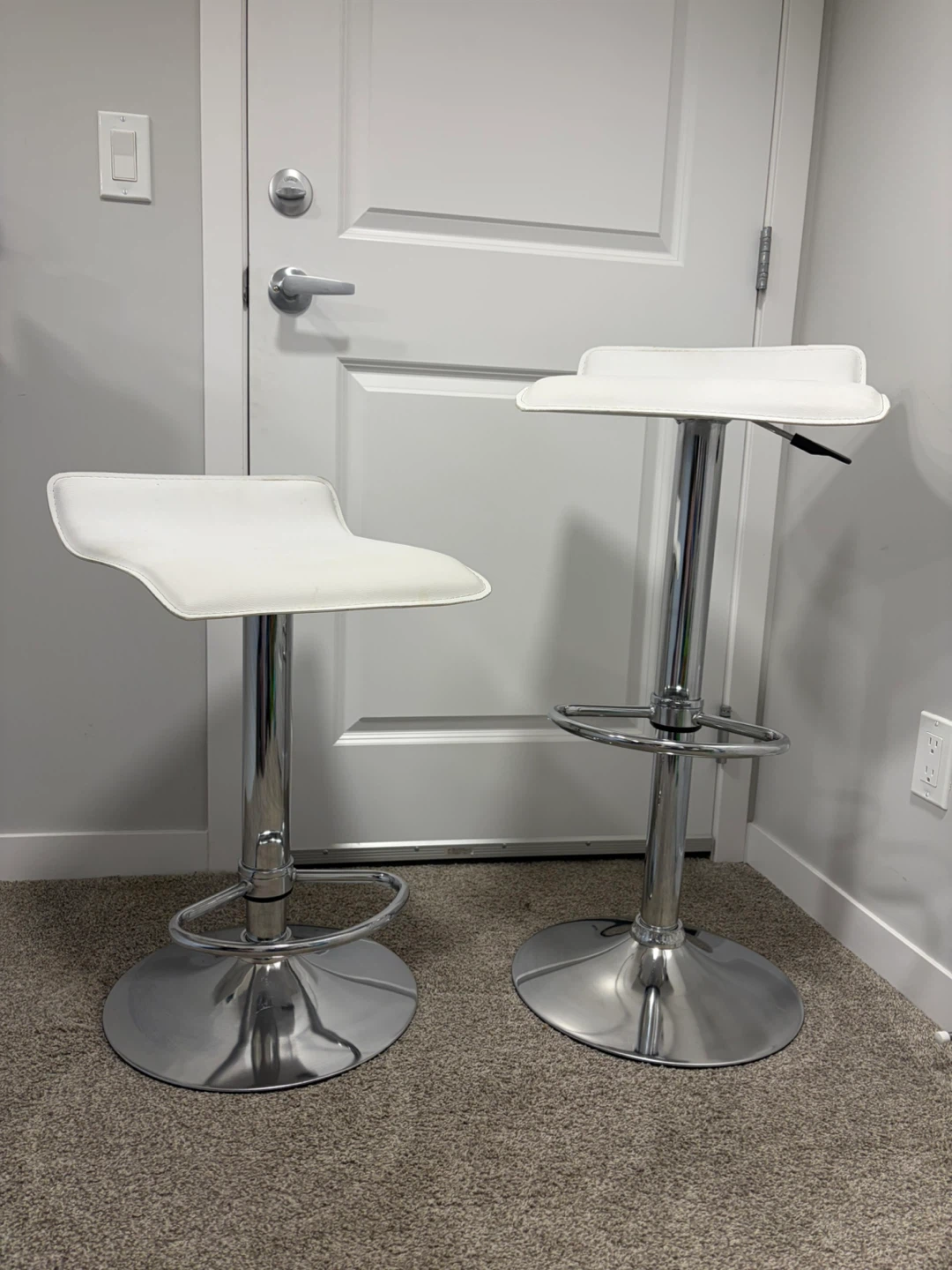 White Adjustable Bar Stools (Set of 2) - photo 2