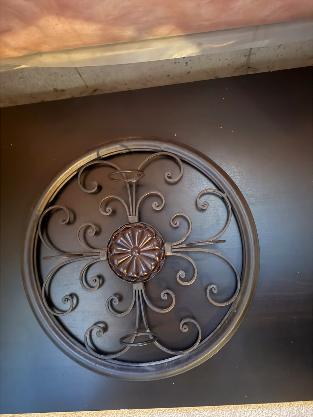 Decorative Metal Door Insert with Scrollwork