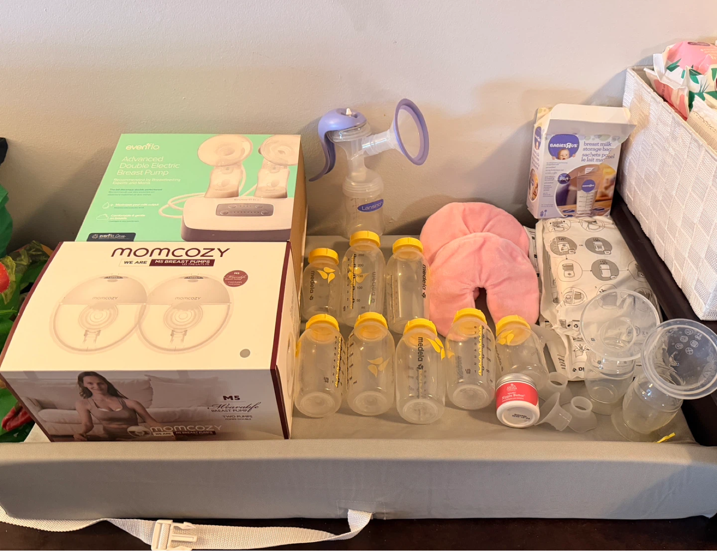 Momcozy M5 Double Electric Breast Pump & Evenflo Pump