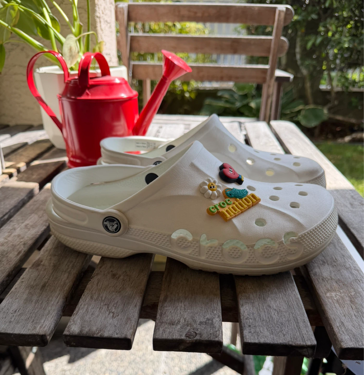 White Crocs with Charms