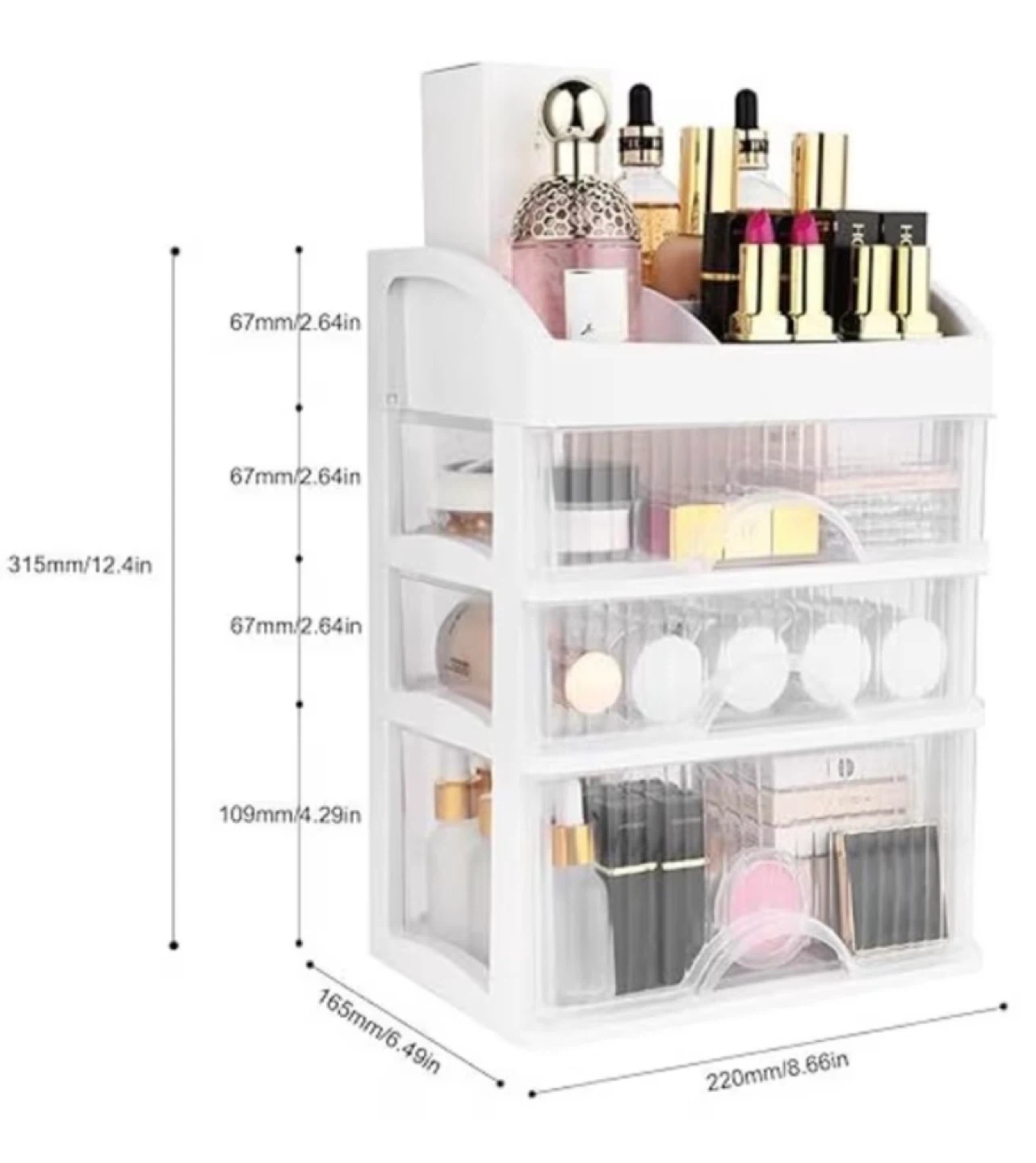 White 3-Drawer Makeup Organizer - photo 2