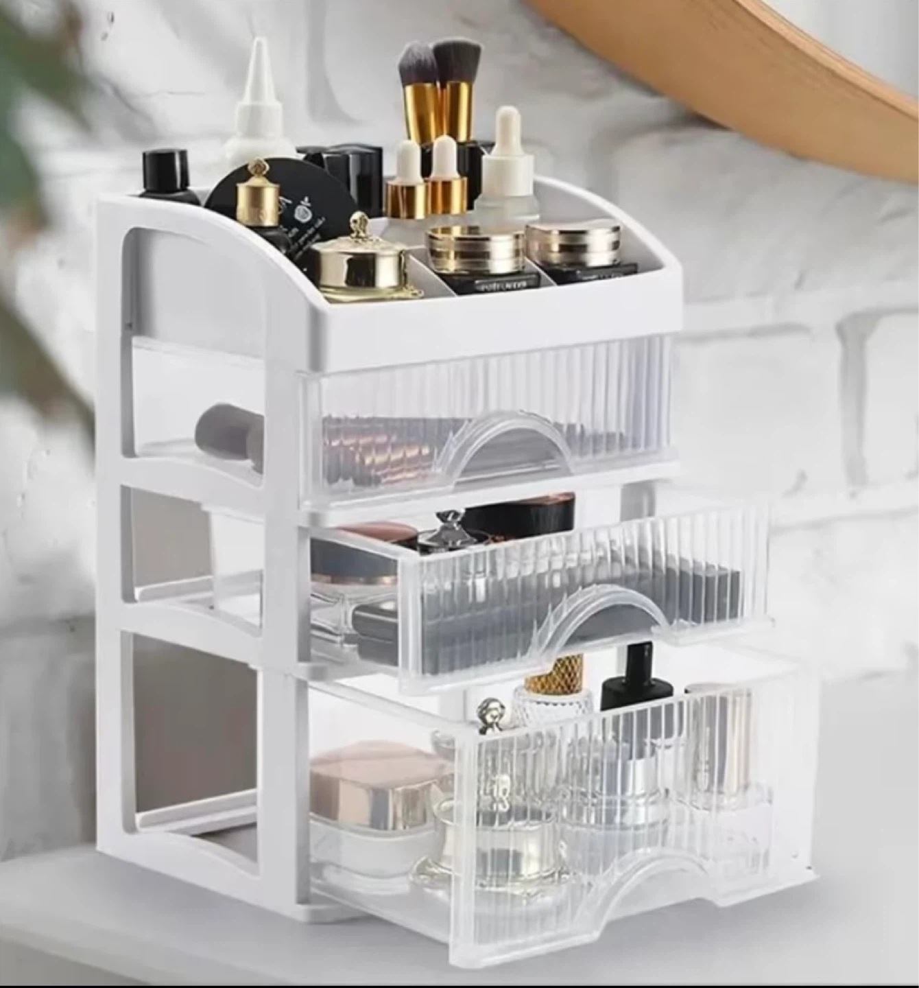 White 3-Drawer Makeup Organizer