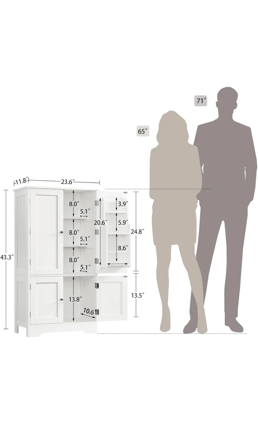 White Storage Cabinet with Adjustable Shelves - photo 3